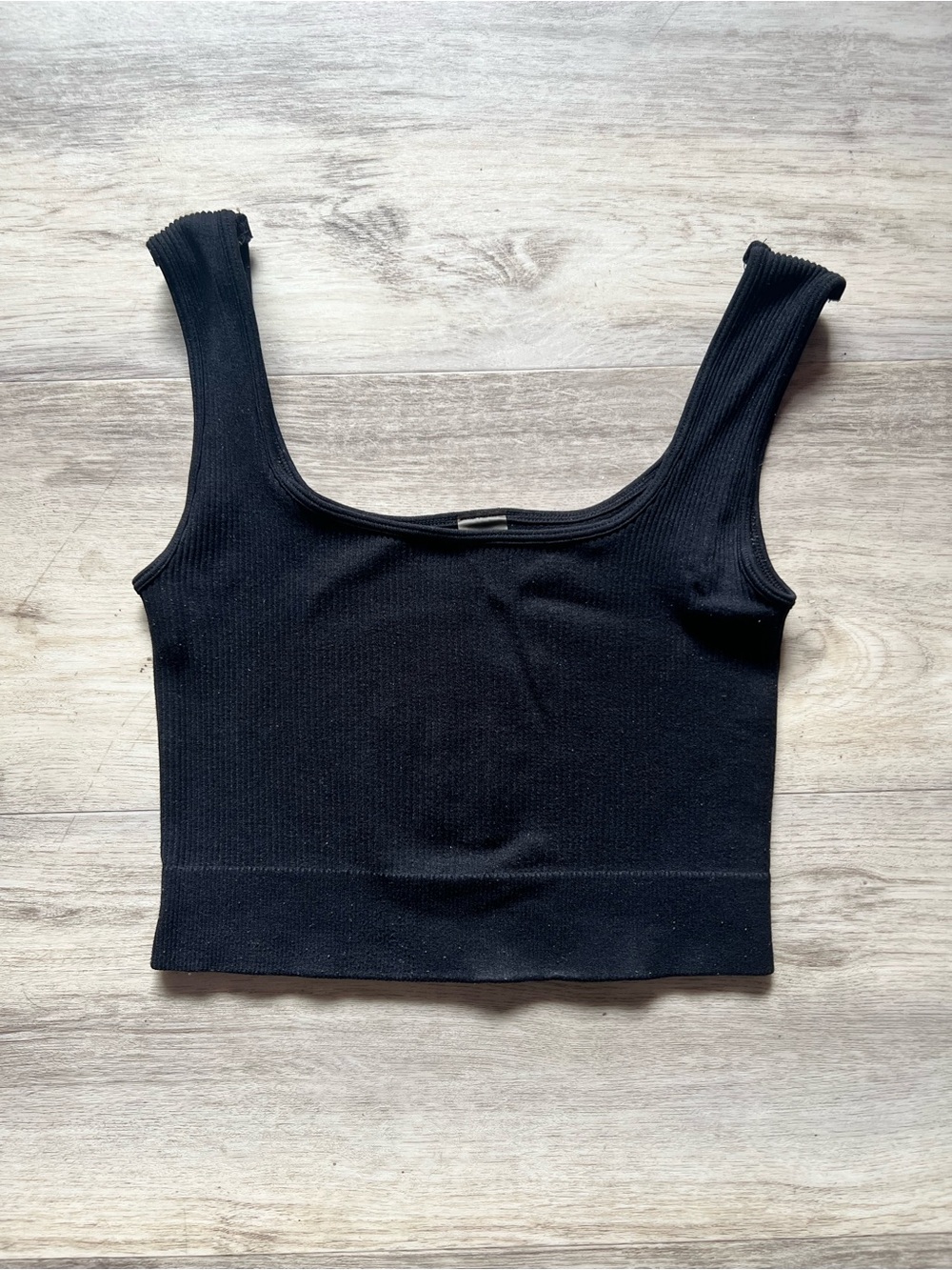 Classic Black Ribbed Crop Tank Top